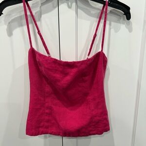 REFORMATION Overland Linen Top in Corvette Pink